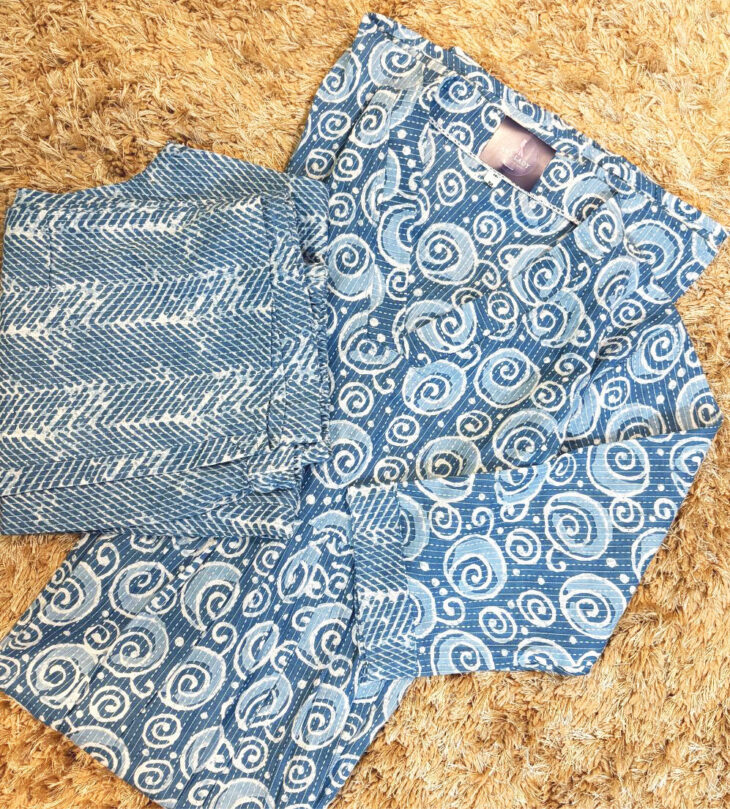 Mal Cotton Panel Kurti(2 Piece Set) – Blue - Image 2