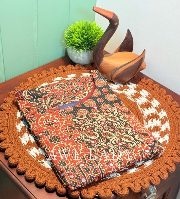 Kantha Cotton Ajrakh Kurti | L