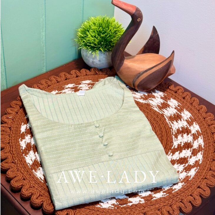 Semi Silk Aline Kurti - Light Sea Green